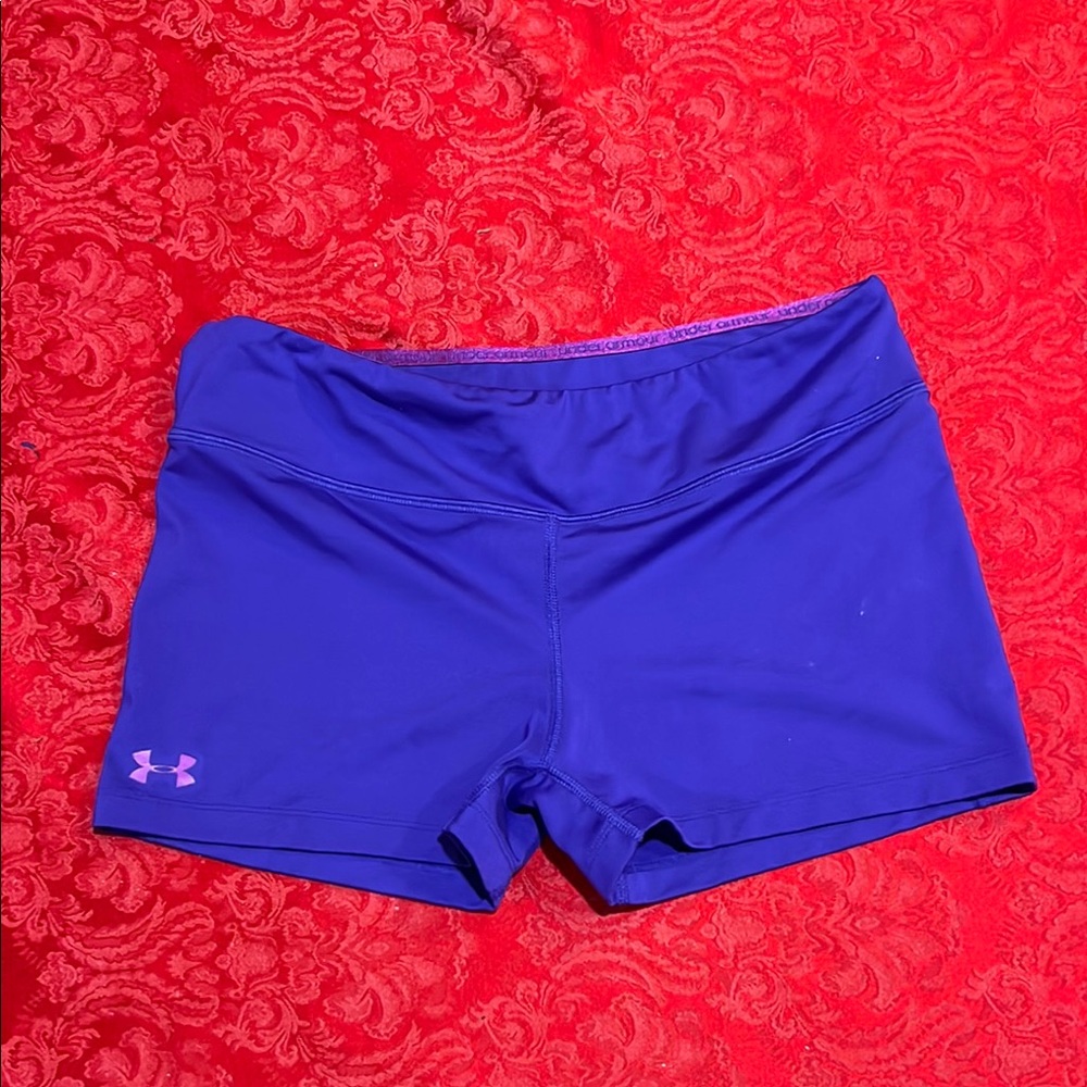 Under Armour HeatGear Compression Shorts Women's Large Purple Athletic Training